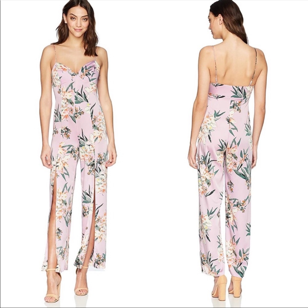 Guess Lilac Floral Satin Jumpsuit